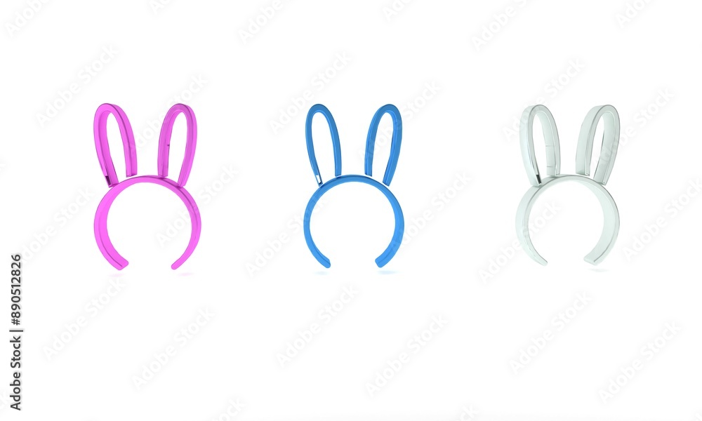 Colorful Mask with long bunny ears icon isolated on white background. Fetish accessory. Sex toy for adult. Minimalism concept. 3D render illustration Colorful Mask with long bunny ears icon isolated on white background. Fetish accessory. Sex toy for adult. Minimalism concept. 3D render illustration