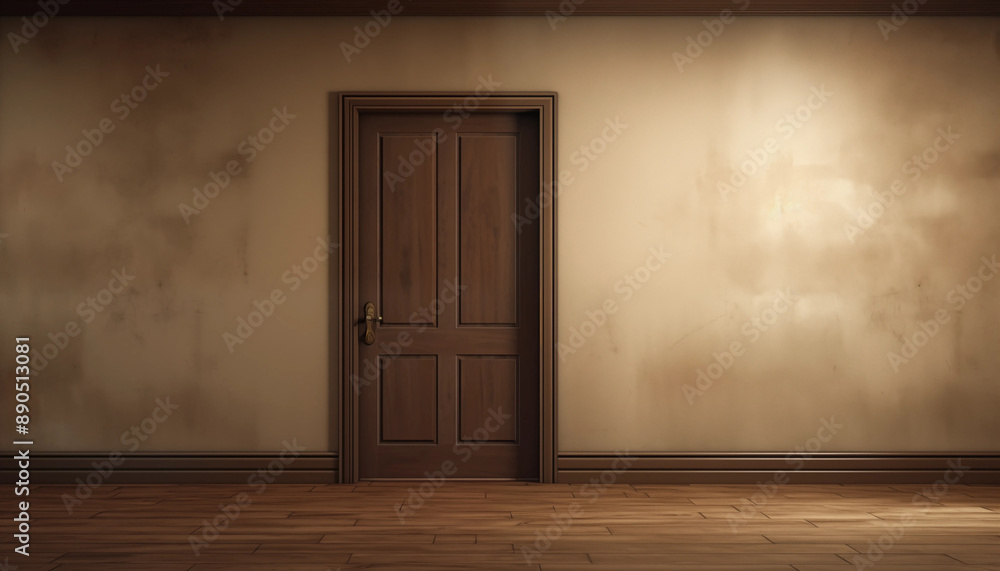 A serene interior scene featuring a wooden door against a textured wall, perfect for conveying themes of mystery or transition. A serene interior scene featuring a wooden door against a textured wall, perfect for conveying themes of mystery or transition.