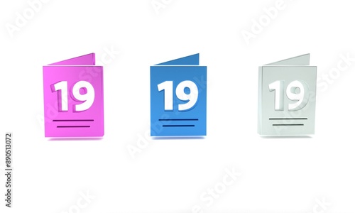 Colorful Greeting card with Happy Easter icon isolated on white background. Celebration poster template for invitation or greeting card. Minimalism concept. 3D render illustration