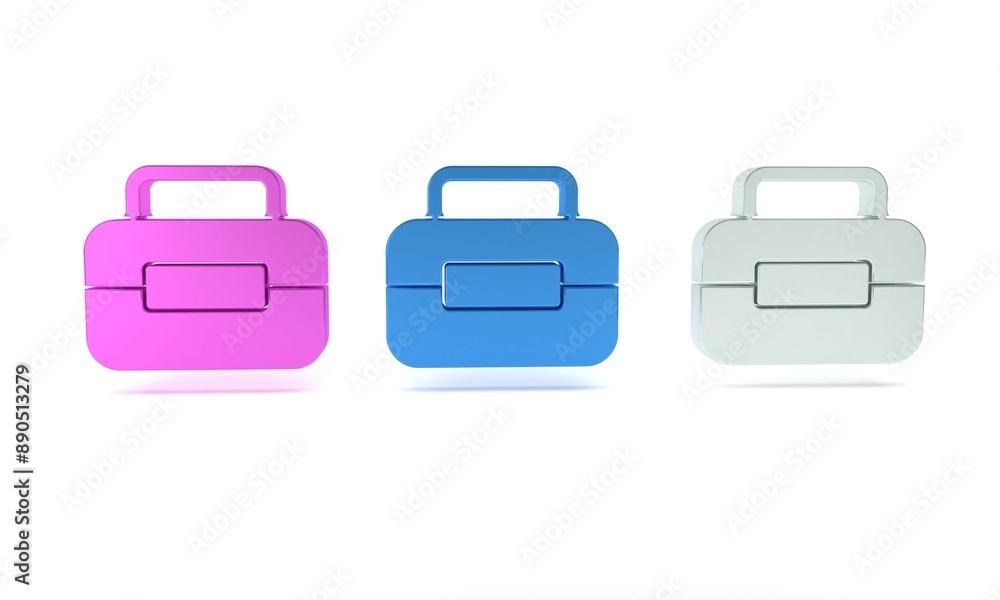 Colorful Toolbox icon isolated on white background. Tool box sign. Minimalism concept. 3D render illustration Colorful Toolbox icon isolated on white background. Tool box sign. Minimalism concept. 3D render illustration
