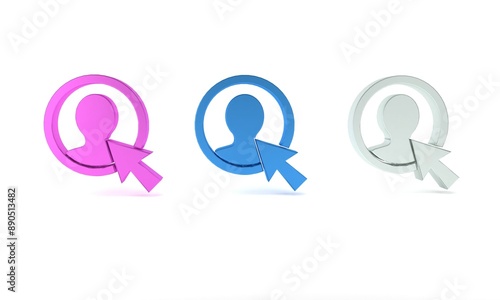 Colorful Create account screen icon isolated on white background. Minimalism concept. 3D render illustration