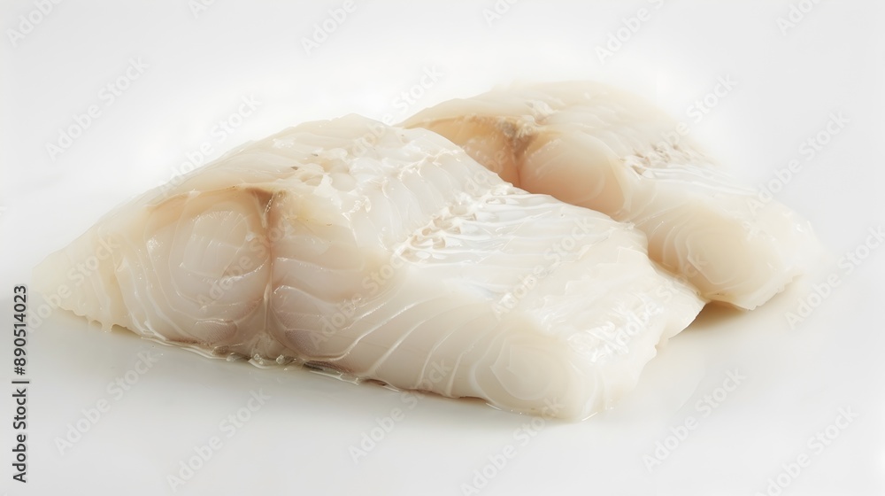 Freshly Caught Monkfish Fillet on a Pristine White Background Freshly Caught Monkfish Fillet on a Pristine White Background