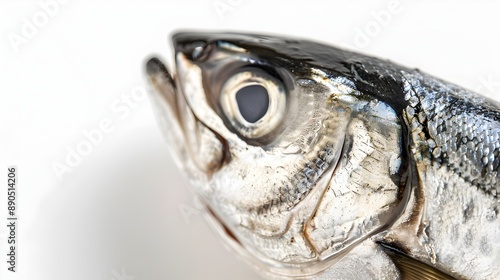 Whole Shimmering Bluefish on Clean White Background Showcasing Fresh Seafood photo