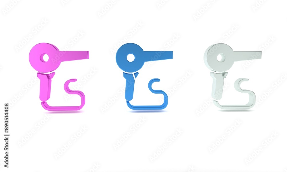 Colorful Hair dryer icon isolated on white background. Hairdryer sign. Hair drying symbol. Blowing hot air. Minimalism concept. 3D render illustration Colorful Hair dryer icon isolated on white background. Hairdryer sign. Hair drying symbol. Blowing hot air. Minimalism concept. 3D render illustration