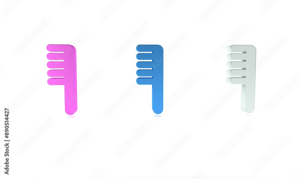 Colorful Hairbrush icon isolated on white background. Comb hair sign. Barber symbol. Minimalism concept. 3D render illustration Colorful Hairbrush icon isolated on white background. Comb hair sign. Barber symbol. Minimalism concept. 3D render illustration
