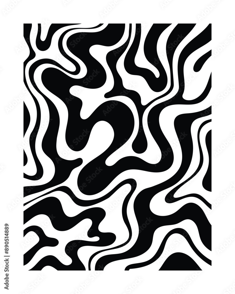 Abstract Black and white wallpaper with wavy and swirled elements Abstract Black and white wallpaper with wavy and swirled elements
