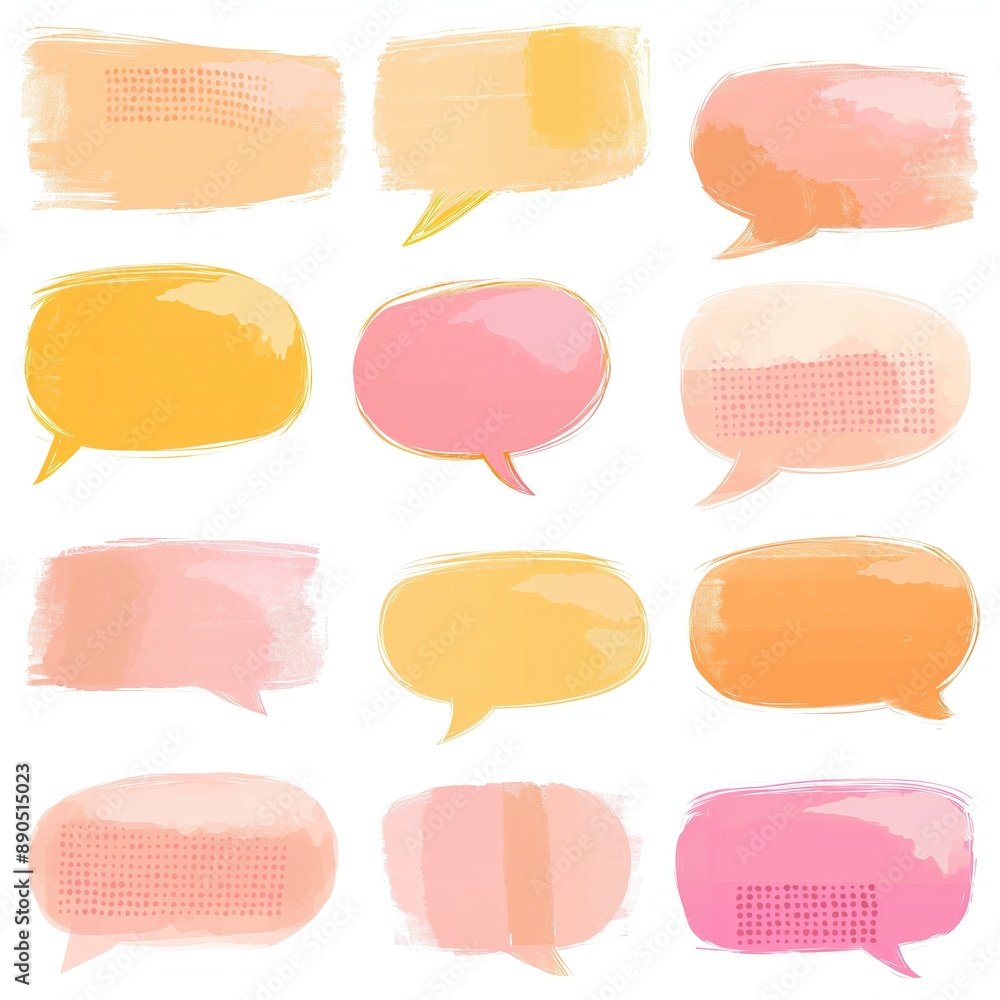 A set of colorful speech bubbles with varying sizes and shapes A set of colorful speech bubbles with varying sizes and shapes