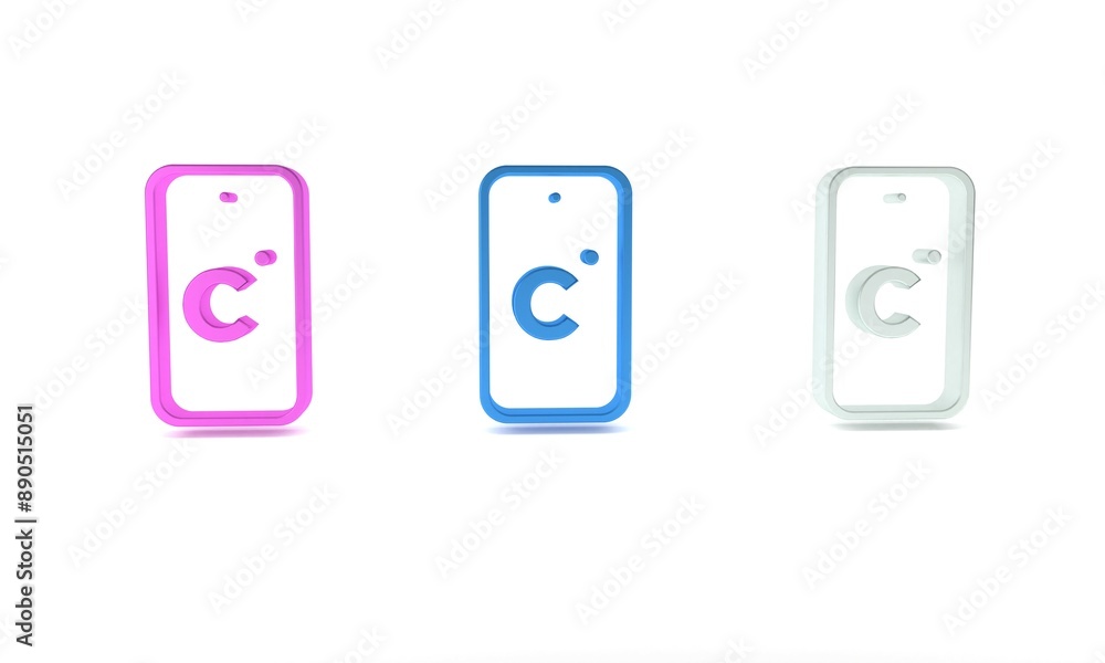 Colorful Celsius icon isolated on white background. Minimalism concept. 3D render illustration Colorful Celsius icon isolated on white background. Minimalism concept. 3D render illustration