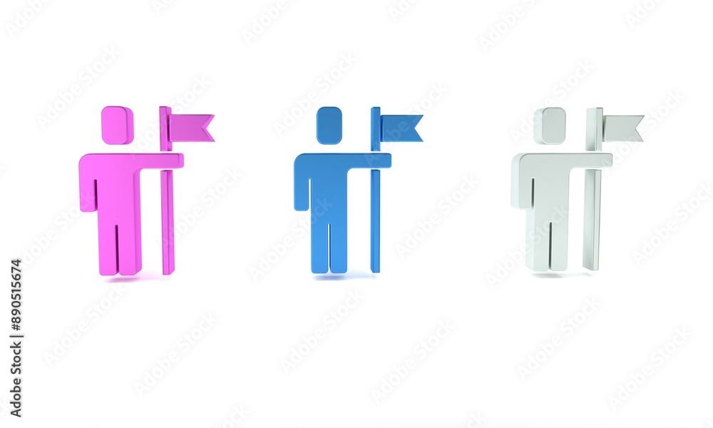Colorful Leader of a team of executives icon isolated on white background. Minimalism concept. 3D render illustration Colorful Leader of a team of executives icon isolated on white background. Minimalism concept. 3D render illustration