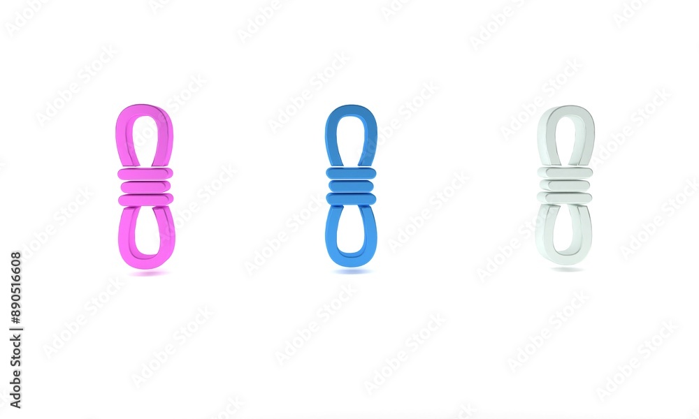 Colorful Climber rope icon isolated on white background. Extreme sport. Sport equipment. Minimalism concept. 3D render illustration
