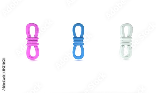 Colorful Climber rope icon isolated on white background. Extreme sport. Sport equipment. Minimalism concept. 3D render illustration