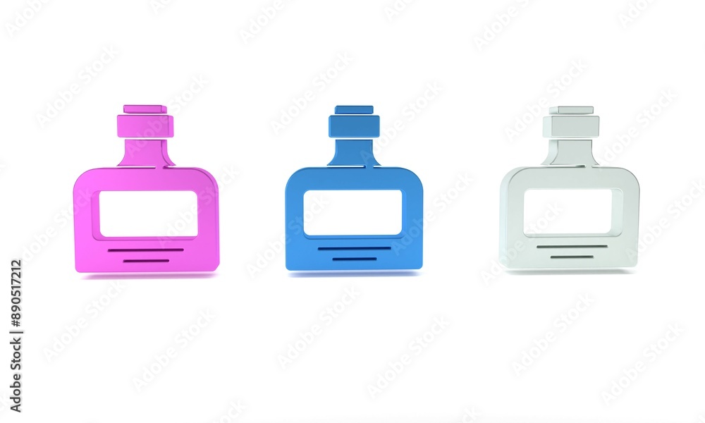 Colorful Whiskey bottle icon isolated on white background. Minimalism concept. 3D render illustration Colorful Whiskey bottle icon isolated on white background. Minimalism concept. 3D render illustration