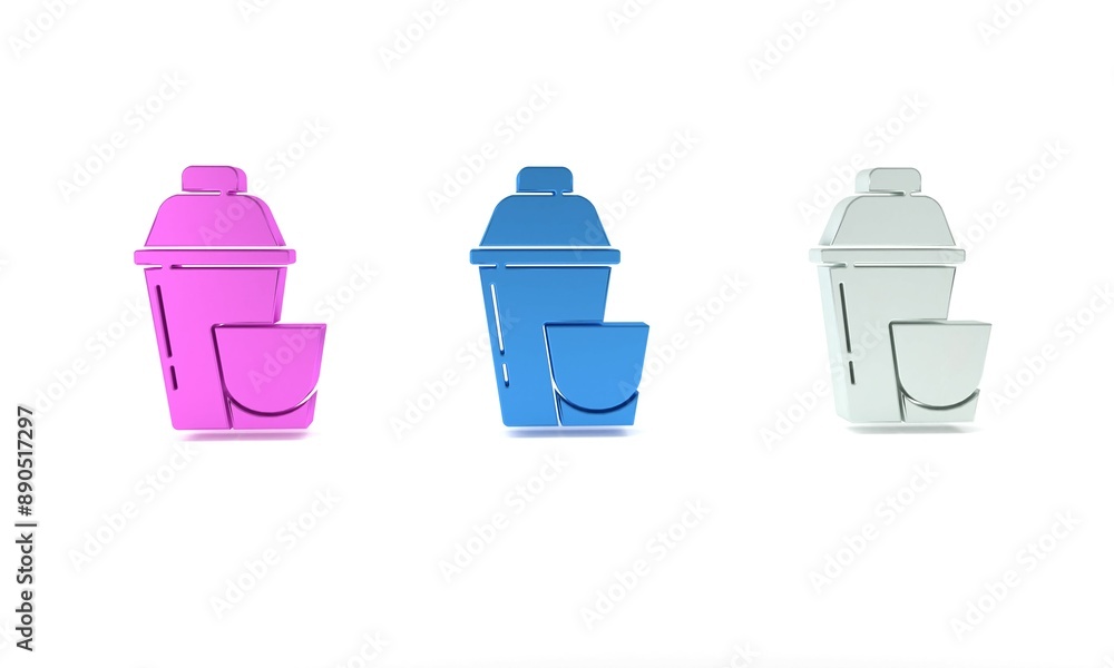 Colorful Cocktail shaker with cocktail glass icon isolated on white background. Minimalism concept. 3D render illustration Colorful Cocktail shaker with cocktail glass icon isolated on white background. Minimalism concept. 3D render illustration