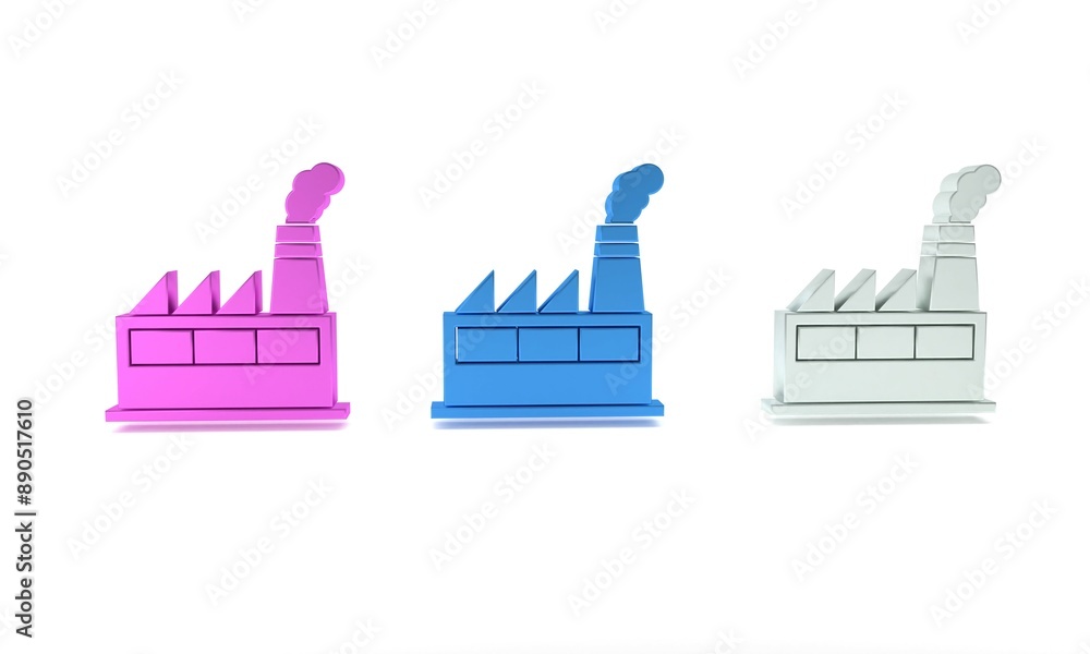 Obraz premium Colorful Oil and gas industrial factory building icon isolated on white background. Minimalism concept. 3D render illustration