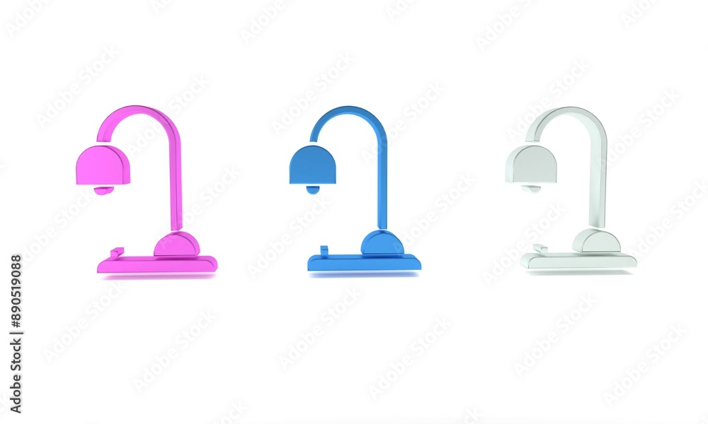 Colorful Table lamp icon isolated on white background. Minimalism concept. 3D render illustration Colorful Table lamp icon isolated on white background. Minimalism concept. 3D render illustration