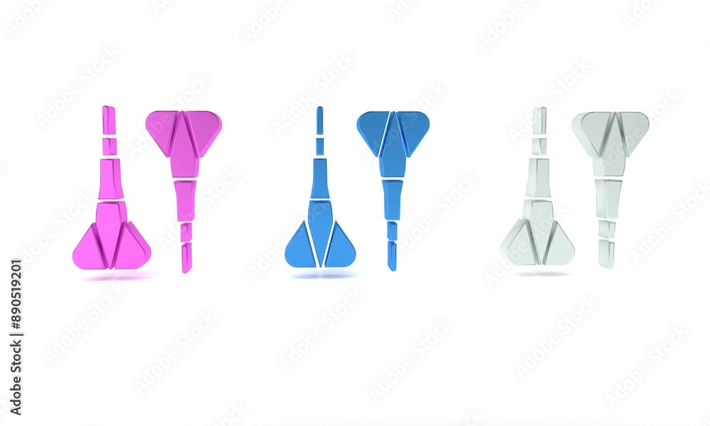 Colorful Dart arrow icon isolated on white background. Minimalism concept. 3D render illustration Colorful Dart arrow icon isolated on white background. Minimalism concept. 3D render illustration