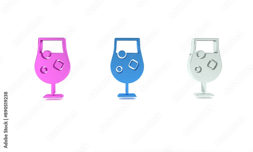 Colorful Cocktail and alcohol drink icon isolated on white background. Minimalism concept. 3D render illustration Colorful Cocktail and alcohol drink icon isolated on white background. Minimalism concept. 3D render illustration