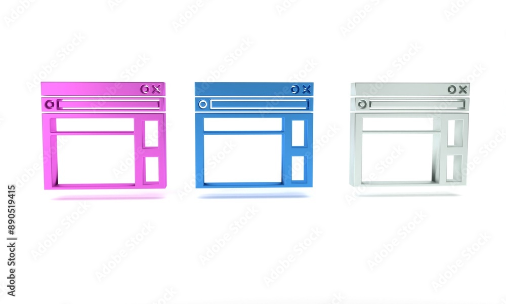 Colorful Website template icon isolated on white background. Internet communication protocol. Minimalism concept. 3D render illustration Colorful Website template icon isolated on white background. Internet communication protocol. Minimalism concept. 3D render illustration