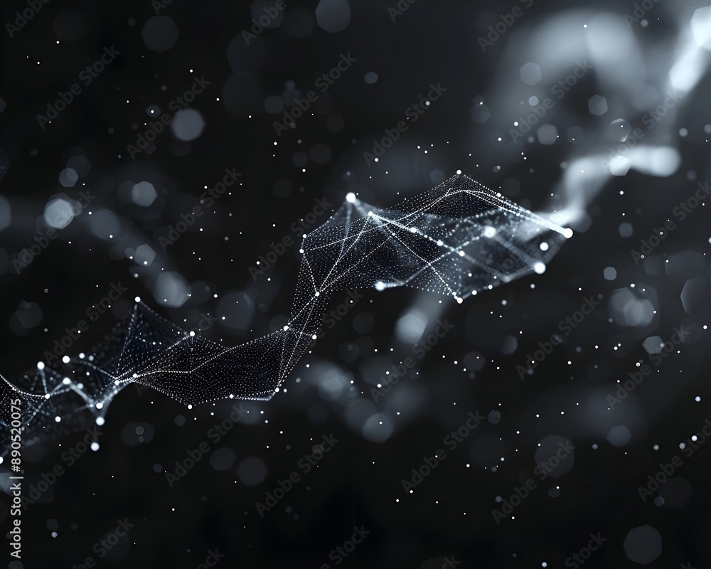 Abstract Futuristic Dark Geometric Network Data Visualization. AI Generated Abstract Futuristic Dark Geometric Network Data Visualization. AI Generated
