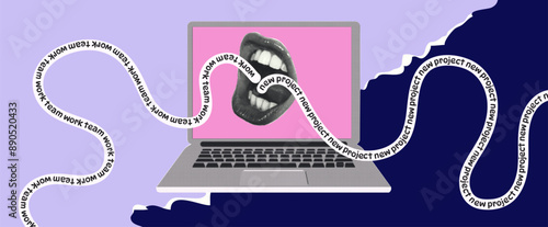 business Teamwork and New Project halftone banner Concept