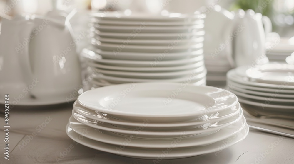Stack of White Plates. Stack of White Plates.