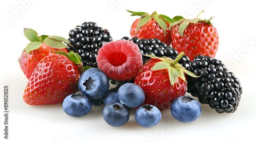 Vibrant Mix of Fresh Berries on a Pristine White Background