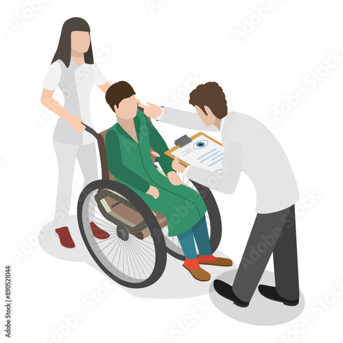 3D Isometric Flat Vector Illustration of Lasik Surgery, Ophthalmology Clinic. Item 3