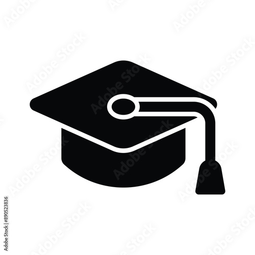 Well designed mortarboard icon represents academic achievement and graduation