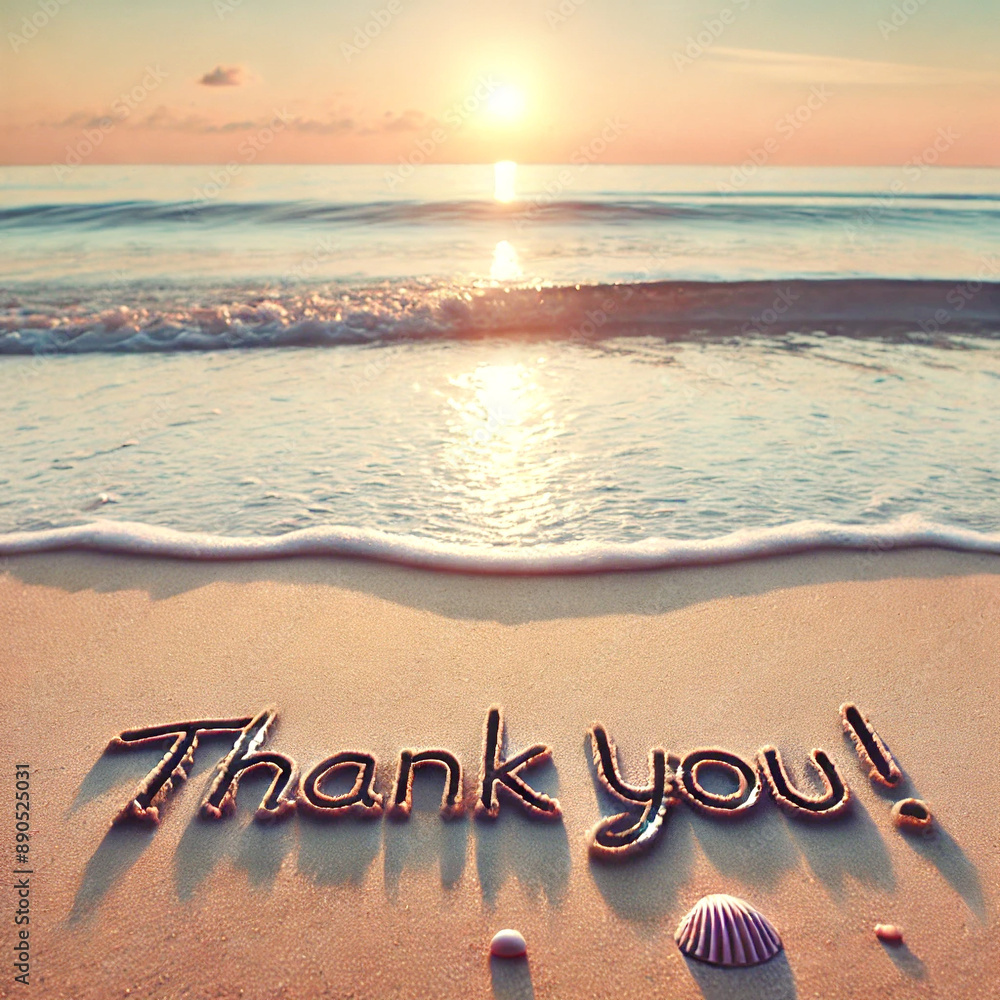 Thank you written in Sand on the beach Stock Photo | Adobe Stock