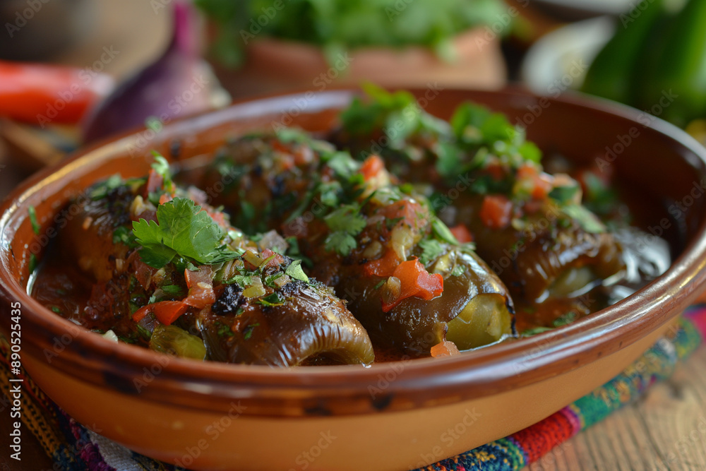 Chiles en Nogada, Typical dish from Mexico Chiles en Nogada, Typical dish from Mexico