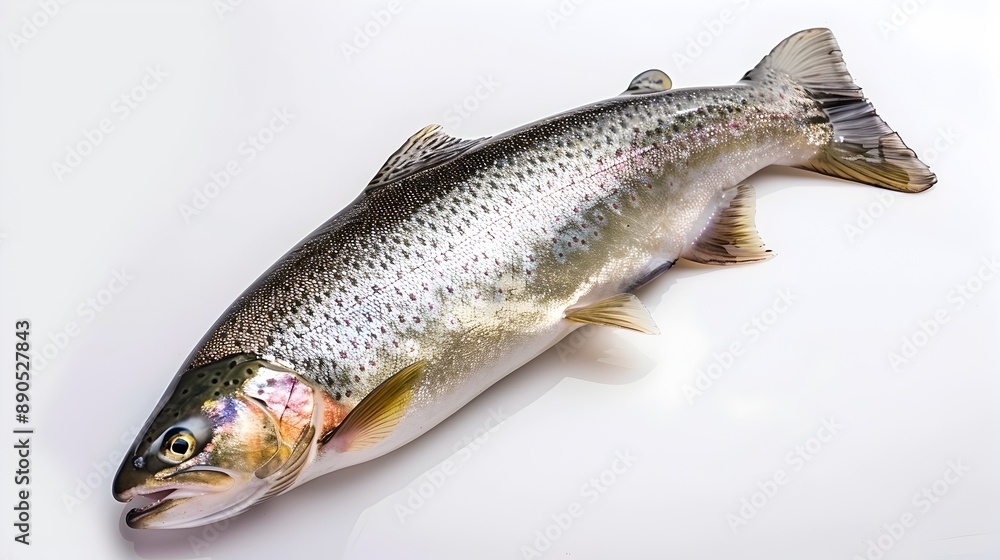 Vibrant Trout Specimen on Clean White Background Showcasing Intricate Details Vibrant Trout Specimen on Clean White Background Showcasing Intricate Details
