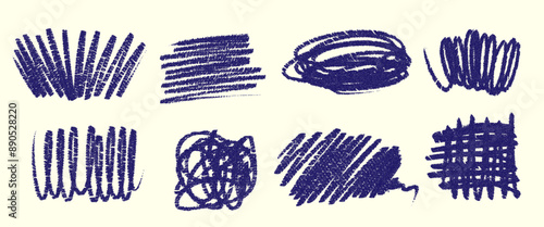Set of monochromatic scribbles with pencil, chalk or markers. Vector rough grunge pencil texture, scribbles for poster, collage, social networks.
