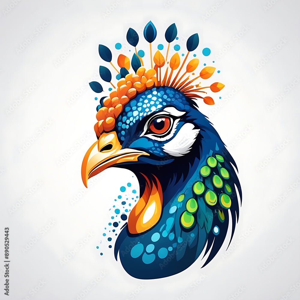 Peacock head with detailed feathers and intense eyes. Suitable for animal related designs, nature inspired projects, and vibrant decorative elements. Mascot, logo, design, t-shirts, stickers Peacock head with detailed feathers and intense eyes. Suitable for animal related designs, nature inspired projects, and vibrant decorative elements. Mascot, logo, design, t-shirts, stickers