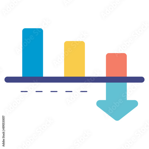 decrease statistical bar graph flat icon