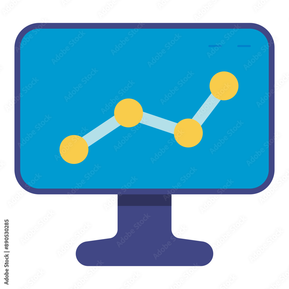 statistical line graph chart on monitor flat icon statistical line graph chart on monitor flat icon