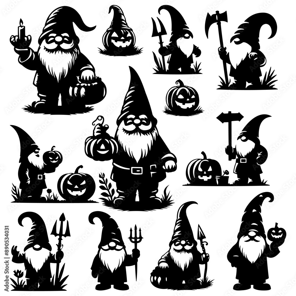 Naklejka premium Picture of Halloween holiday gnome cartoon