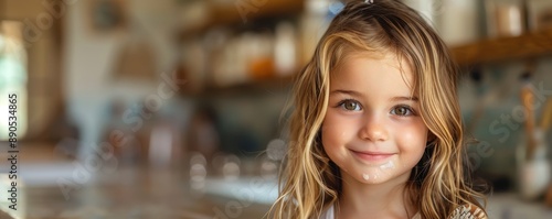 Child brushing long hair