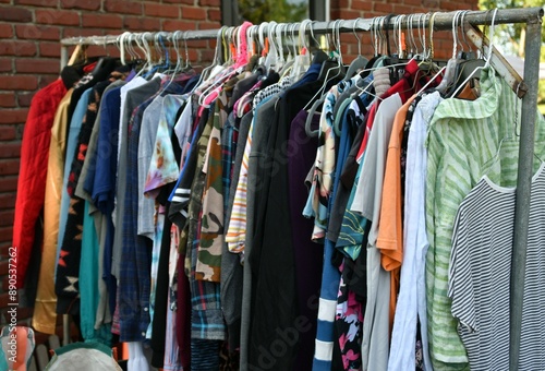 Wallpaper Mural Clothes on a Rack at a Yard Sale Torontodigital.ca