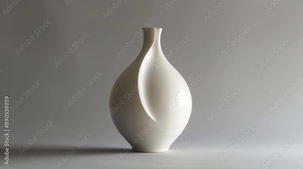 Contemporary White Ceramic Vase with Unique Shape and Glossy Finish as Artistic Background Contemporary White Ceramic Vase with Unique Shape and Glossy Finish as Artistic Background