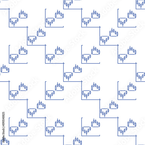 Candlestick Chart Formation vector seamless pattern in outline style