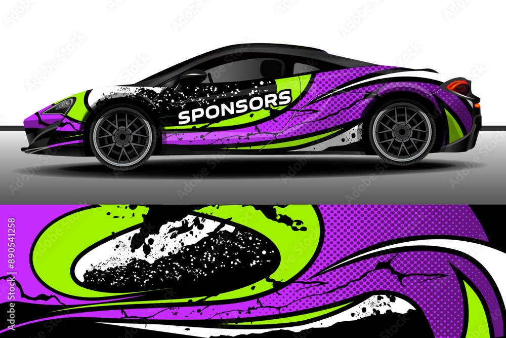 Racing car packaging design vector. Design of car stickers. Abstract racing and sport background for racing livery or daily use car vinyl decal. Car design development for the company.
Racing car packaging design vector. Design of car stickers. Abstract racing and sport background for racing livery or daily use car vinyl decal. Car design development for the company.