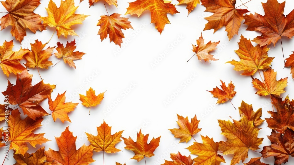 Frame made of fall leaves, isolated on a white background. Frame made of fall leaves, isolated on a white background.
