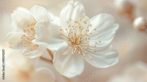 Delicate White Flower Close-up.