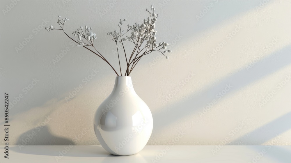 White Vase with Dried Flowers and Sunlight. White Vase with Dried Flowers and Sunlight.
