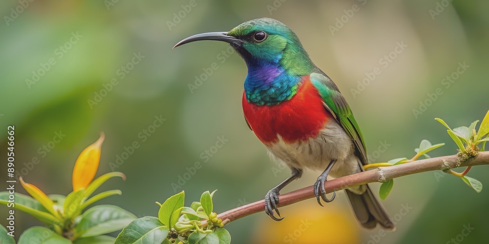 Obraz premium Greater Double collared Sunbird AI Generative