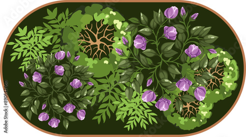 Flower bed for architectural floor plans. Entourage design. Elements for the landscape design plan. Vector illustration.