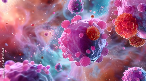 illustration of cancer cells in various forms