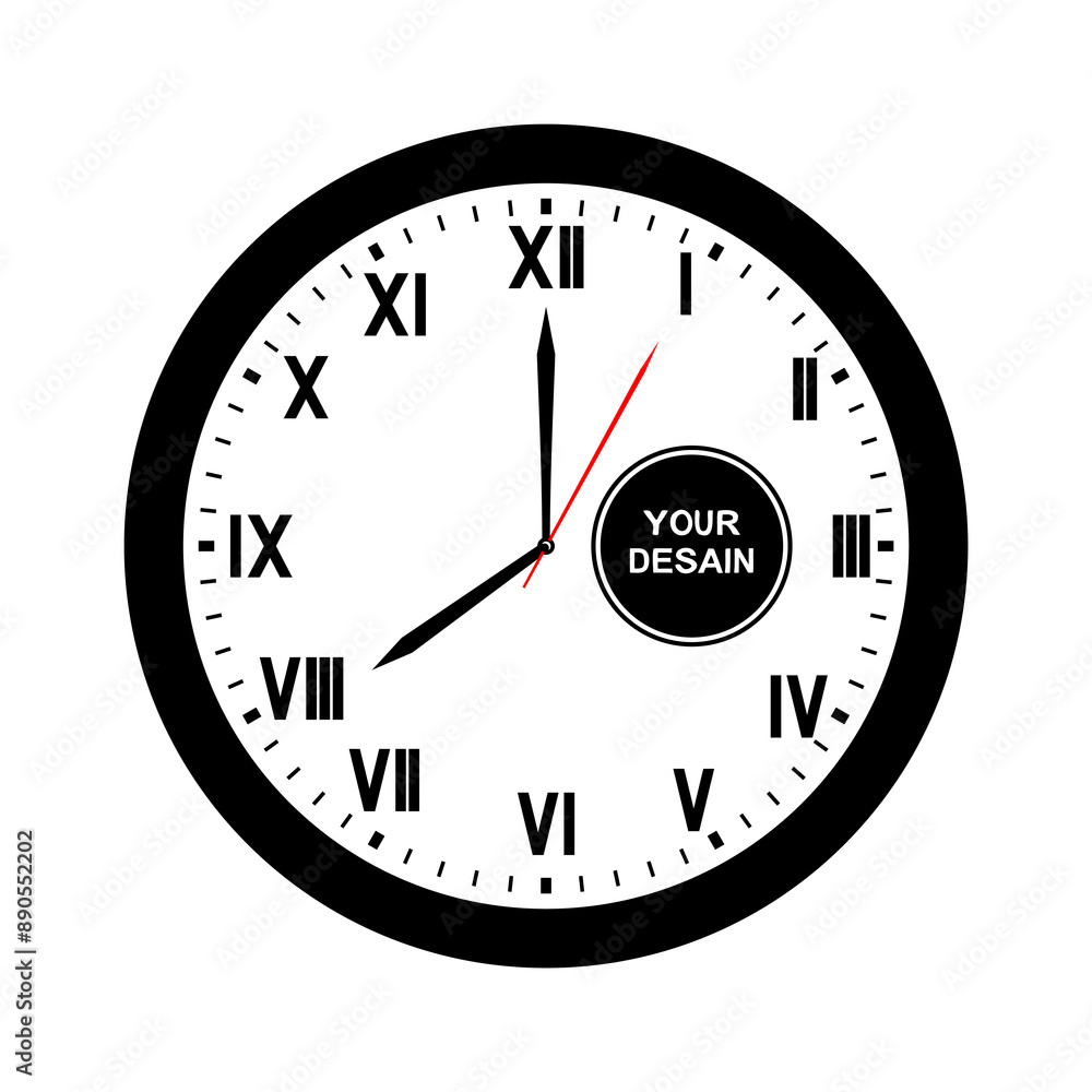 wall clock mockup with Roman numerals vector wall clock mockup with Roman numerals vector
