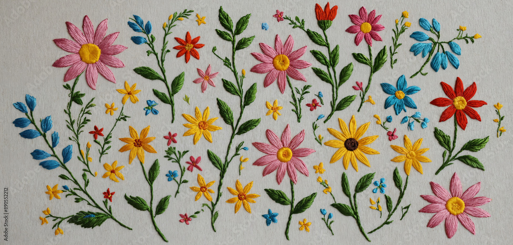 Fototapeta premium Embroidery style Generative AI