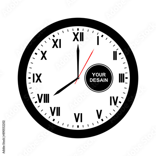 wall clock mockup with Roman numerals vector